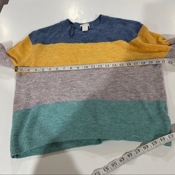 H&M Blue, Yellow, Gray‎ & Green Colorblock Stripe Long Sleeve Sweater Size S - Picture 8 of 9
